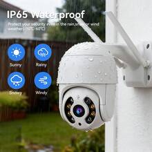 5MP WiFi Outdoor Security Camera, PTZ Dome Camera, Motion Detection, Infrared Night Vision, 5X Zoom, Two-Way Audio, IP66 Waterproof, Smart Surveillance - White - View 5
