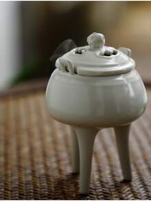 中式陶瓷香炉，适合小型茶室空间及线圈使用 - 白色三腳香爐 - 查看 3