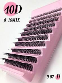 80/140/200 Pcs 40D Soft Curly Lashes, 8-16mm Mixed Length, 4/7/10 Rows, 0.07mm C/D, Waterproof Mink Lashes, Lightweight, 3D Effect, Create Natural To Dramatic Looks, Suitable For Daily Wear Or Special Occasions. Lash Clusters, Individual Lashes, False Eyelashes. - Black - View 7