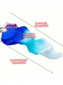1 chiếc quạt múa bụng, quạt dài bằng lụa giả màu gradient, đạo cụ biểu diễn múa. - Nhiều màu - Xem 8
