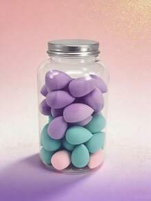 40个迷你水滴形化妆海绵粉扑，干湿两用，不吸水，美妆工具 - 彩色 - 查看 3