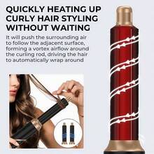 LUYAO 6-In-1 Professional Foldable Hair Dryer, Powerful Negative Ion Hair Dryer With Comb, Automatic Curler, Interchangeable Nozzles, Straightener