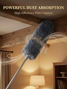 多功能可伸缩除尘掸，带可弯曲掸头 - 可重复使用和水洗，适用于清洁高处天花板、家具和汽车 - 灰色 - 查看 9