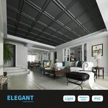 12-Pack Drop Relief Ceiling Tiles For Home Office Commercial Space 24 X 24in PVC Waterproof 3D Wall Panels Cover 48 Sq. Ft Black - SquareBlack - 查看 2