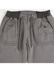 Jeans For Women,Women's Slim Fit Cargo Pants Straight Leg Wide Pants With Lace-Up Low Waist Casual Jeans - 灰色 - 查看 5