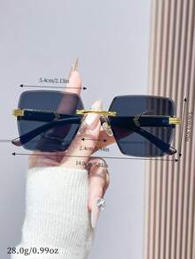 1pc Fashionable Y2K Metal Frame Glasses, Suitable For Beach, Photography, Vacation - Black - View 3