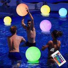 16 Color LED Inflatable Beach Ball With Remote Control - Reusable Rubber Glow Pool Ball For Party, Wedding And Engagement Events, White | Vibrant LED Lighting Decor, IP68 Waterproof, Luminous Party Supplies, Decoration - 彩色 - 查看 6