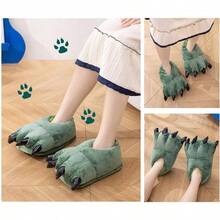 Unisex Paw Claw Slippers Funny Animal Plush Costume Shoes Plush Fuzzy Warm Home House Shoes Slipper Indoor - 中 + 綠色 - 查看 2