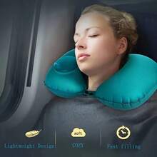 Inflatable U-Shaped Neck Pillow, Portable Airplane Travel Neck Support Pillow, Camping Equipment, Camping Essentials - Multicolor - View 10