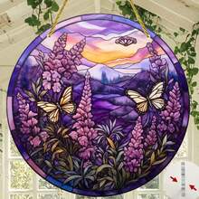 1pc Round Acrylic Lavender Sunshine Catcher, Colorful Window Decor, Easter Hanging Ornament, Wreath Center Decoration, Home Gift, 8x8 Inch/20x20cm, Window Decor, Porch Decor, Multi-Color Sunshine Catcher, Suitable For Window, Wall, Room Decor, Home Decor Product - Multicolor - View 4
