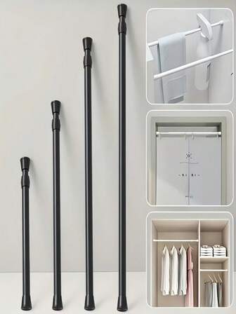 Adjustable Metal Tension Rod For Indoor/Outdoor Use, Closet, Garment Rack, Curtain, Shower Curtain, Window - Suitable For Bedroom, Living Room Home Decor