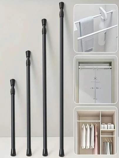 Barra de tensión metálica ajustable para uso en interiores/exteriores, armario, perchero, cortina, cortina de ducha, ventana - Adecuada para dormitorio, sala de estar, decoración del hogar