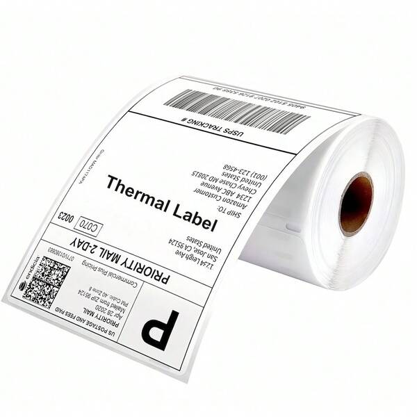 1 rolo (500 folhas, 101*101 mm, 4''*4'') de etiquetas térmicas diretas, etiquetas de envio, etiquetas autoadesivas permanentes, etiquetas perfuradas brancas de 101x101 mm, 500 folhas. Adequadas para impressoras e bilhetes eletrônicos, 500 folhas. Etiquetas autoadesivas brancas para envio expresso.