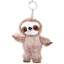 Mini llavero de peluche de perezoso, adorable llavero de peluche, colgante para bolsos, llaves y teléfono móvil. - caqui oscuro - Ver 2