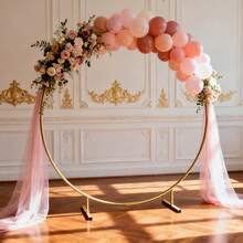 Paquete de 2 soportes de fondo de arco de metal (2,2 m/1,8 m), soporte decorativo para globos, arco dorado de boda de fácil montaje, soporte estable para ceremonias de boda, fiestas de cumpleaños y baby shower. - Anillo de oro - Ver 11