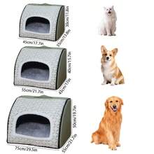 4-Season Enclosed Cat House, Warm & Cozy Cat Bed, Pet House For Cats & Small Dogs, Winter Use - Green - View 2
