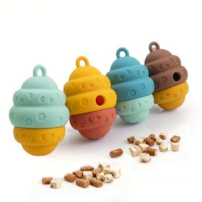 1pc Elastic Spill-Proof Pet Feeder Toy, Slow Feeder Maze Ball, Honeycomb Design Cat Food Dispenser Toy