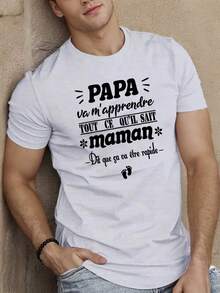 Camiseta de Manga Corta para Hombre Estilo Francés Divertido |   Top de Verano con Cuello Redondo, Patrón Geométrico, Estilo Casual, Tela Ligeramente Elástica, Ajuste Regular - Verde - Ver 1