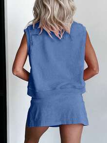 2 Piece Activewear Set For Women Summer 2025 Cotton Short Sleeve Top And Workout Shorts Casual Sportswear Outfit Matching Set - 克萊茵藍 - 查看 3