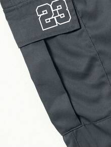 1 pieza Pantalones casuales de talla grande para hombres, adecuados para ir al trabajo, deportes, entrenamiento, correr, actividades al aire libre, senderismo, sueltos, sencillos, de moda, fitness, trotar, ejercicio, pierna recta, versátiles, estilo callejero - Gris Oscuro - Ver 5