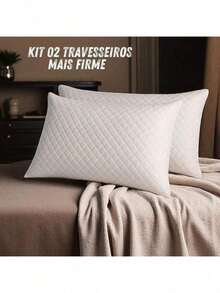 Set Of 2 Comfortable Soft Touch Hypoallergenic Pillows For Bedroom/Bedroom, Medium/Low Support (10 Cm) - trắng - Xem 3