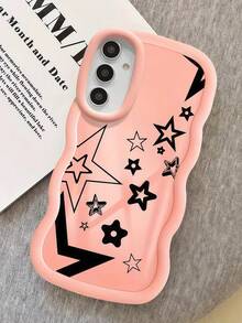 1pc Millennium Dopamine Star Heart Cute Pattern Macaron Wavy Phone Case Compatible With IPhone 16/Compatible With Redmi Note 11 4G/Compatible With Galaxy A55/Compatible With Infinix Note 30/ Compatible With Moto E30,International Version, Not The Domestic Version - White - View 4