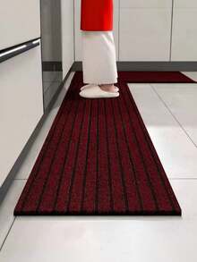 1pc Carpet Mats Doormat Anti-Slip Floor Rug For Home Kitchen Entrance Hallway, Trimmable - Dark Red Stripes - View 7