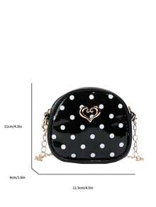1PCMini Big Kids Girls Bag Diagonal Shoulder Bag Shoulder Bag Square Bag Coin Purse, Lightweight And Portable Zipper Closure, Fashionable PU Material Polka Dot Pattern, Suitable For Junior High School Students, Teenagers, Daughters, Girlfriends, Girls And Other Daily Use, Ideal Storage Bag, Autumn And Winter Must-Have Clothing Matching