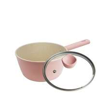 ABKOK 1pc/2pcs 18cm Non-Stick Frying Pan & Soup Pot Cookware Set - Space-Saving Design For Singles And Couples, Compatible With Induction Cooktop And Gas Stove, Sold Individually As Single Pot Or Cookware Set