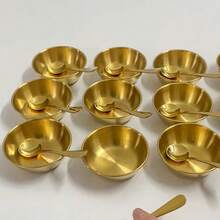 1/3/5Set Golden Sauce Bowl And Spoon Set Durable Board Accessories Stainless Steel Sauce Bowls Sushi Dipping Bowls Appetizer Bowls Espresso Spoons Great Gift For Housewarming/Wedding/Mother'S Day, Sauce Bowl, Bras Bowl, Sauce Bowl For Party, Platter Accessory, Ganjangbowl, Dipping Bowl, Small Bowl, Kitchen Accessory, Serving Dish, Tableware - Gold Version - View 12