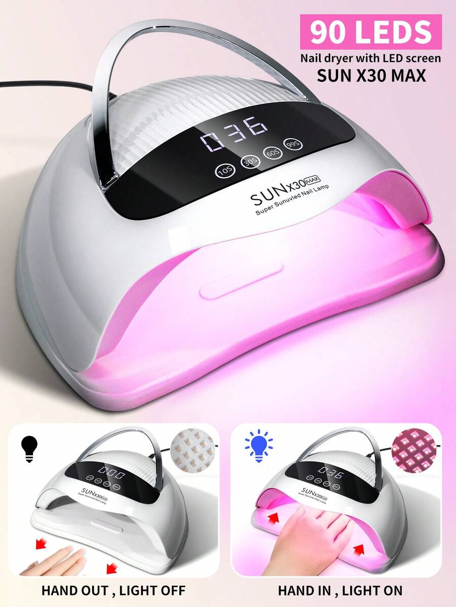 LIMEGIRL Đèn LED UV làm khô móng tay 34W, 90 đèn LED, máy sấy móng tay gel nhanh khô với màn hình LCD, 4 chế độ hẹn giờ và cảm biến tự động, đèn làm móng chuyên nghiệp dùng tại nhà và tiệm nail. - Phích cắm loại C của EU (220-240V) - Xem 1