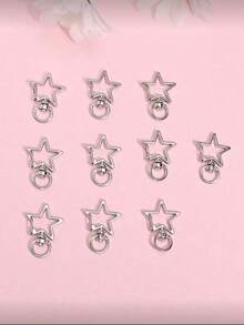 10 Fashionable And Simple Star Buckle Accessory Hooks For Diy Keychain Material Accessories - Silver - View 11