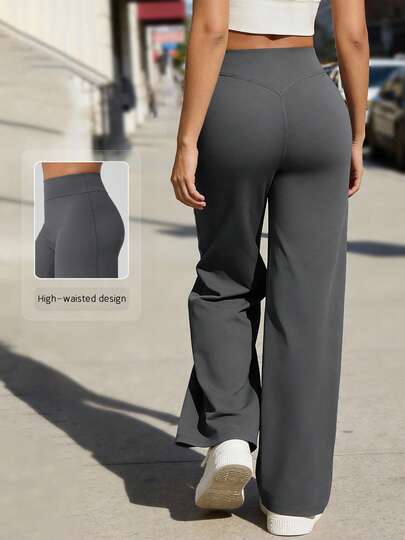 NcmRyu 1pc Women's Solid Color High Waist Elastic Loose Wide Leg Relaxed Fit Sweatpants Spring