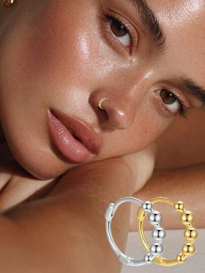 1件装S925纯银珠子极简鼻环 - 送给女友、妈妈和姐妹的理想礼物，适合女性日常佩戴