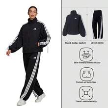 Adidas [Women's Sports Suit] DANCE WB 1 Running Casual Woven Jacket + DANCE KNIT PANT Single-Layer Straight-Leg Pants, Everyday Training Loose Fit Suit KT5003+KE5802 - Black - View 1