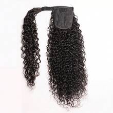 BINF 8-26Inch Kinky Curly Ponytail Human Hair With Wrap Around Magic Real Virgin Hair Clip In Extensions Curly Ponytail Human Hair Extensions Kinky Curly Human Hair Wrap Around Ponytail Extension Remy Pony Tail Hairpiece Wrap Around Curly Wavy Ponytails - Kinky Curly Wrap Around Ponytail - 查看 4