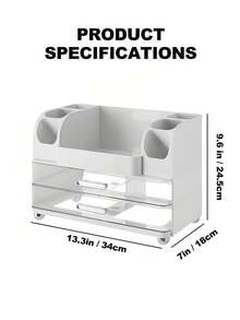 Makeup Organizer, Countertop Organizer With 2 Large Drawers, Cosmetic Display Case With Brush Holders, Perfume Organizer, Skin Care Storage For Lotion, Lipsitck, Beauty Essential, Desk Office Supplies, White Bathroom Counter Organizer, Jewelry Organizer, Nail Polish Organizer, Pantry Organizers, Drawer Organizers, Snack Containers, Bathroom Organizer, Bath Toy Storage, Bathroom Decor, Bathroom Stuff Shower Curtain, Skincare Cream Perfume Lipstick Dresser Counter, Valentines Gift - 白色 - 查看 10