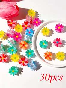 15/30pcs Colorful Daisy Hair Clips, Sweet & Energetic Teen Accessories, Best Decorative Hair Clips For Festivals, Parties & Gatherings - Multicolor - View 7