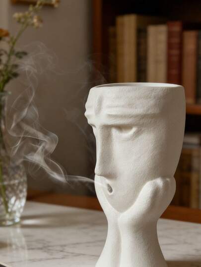 树脂香炉摆件：优雅的桌面装饰，适用于家庭办公室和书房，是冥想、瑜伽和放松的香薰伴侣，手工打造，质感精致，是禅宗爱好者的完美礼物。