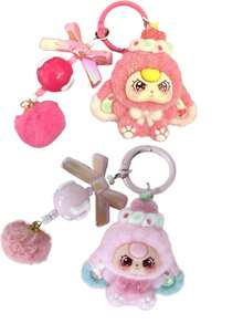 2pcs New Adult Unisex Big Ear Solid Plastic Keychain Key Ring Fashionable Cute Cartoon Accessory - Multicolor - View 3