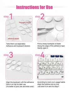 Transparent Crystal Nail Art Keyboard Stickers, Nail Art Typing Assistive Device, Raised Nail Typing Accessory, Transparent Decorative Nail Stickers, Transparent DIY Keyboard Caps Self-Adhesive Office Nail Protector, Made Of Transparent Glass Material - Transparent White - View 2