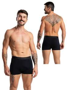 Set Of 6 Men's Boxer Briefs, Premium Cotton, Comfortable For Adults - Black - View 2