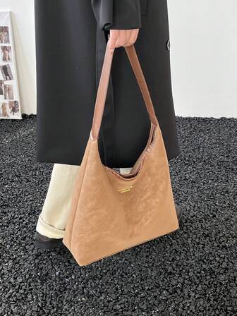Oversized Crescent Moon Tote Bag, Korean Fashion, Minimalist Vintage Underarm Bag, Versatile Commuter Shoulder Bag