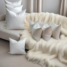 1/2pcs Feather Filled Pillow Insert, Sizes Available: 21*21 Inches/20*20 Inches/18*18 Inches/14*21 Inches, Soft & Fluffy Square Pillow Insert, Filled With Goose & Duck Down, 100% Cotton Pillow Cover, Decorative Pillow For Sofa & Bed, White - White - View 10