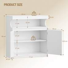 HEXCELEN Sideboard, Kitchen Cabinet With 2 Doors, Buffet Cabinet With Open Surface, Storage Furniture, Adjustable Shelves, Kitchen, Living Room, 40 X 80 X 85 Cm, White - 白色 - 查看 8