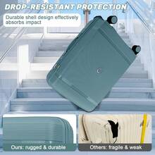DEESSERA 4pcs Family Travel Luggage Set In Rose Golden - 13",20", 24", & 28" Suitcases With TSA-Approved Combination Locks - 淺藍色 - 查看 7