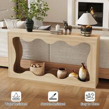 Mesa de Consola de Granja de 63 Pulgadas con Entrada, Mesa de sofá detrás del sofá, Mesa de Consola Estrecha, Soporte de Pasillo, Mesa de Acento Industrial para Sala de Estar - Color de la madera - Ver 5