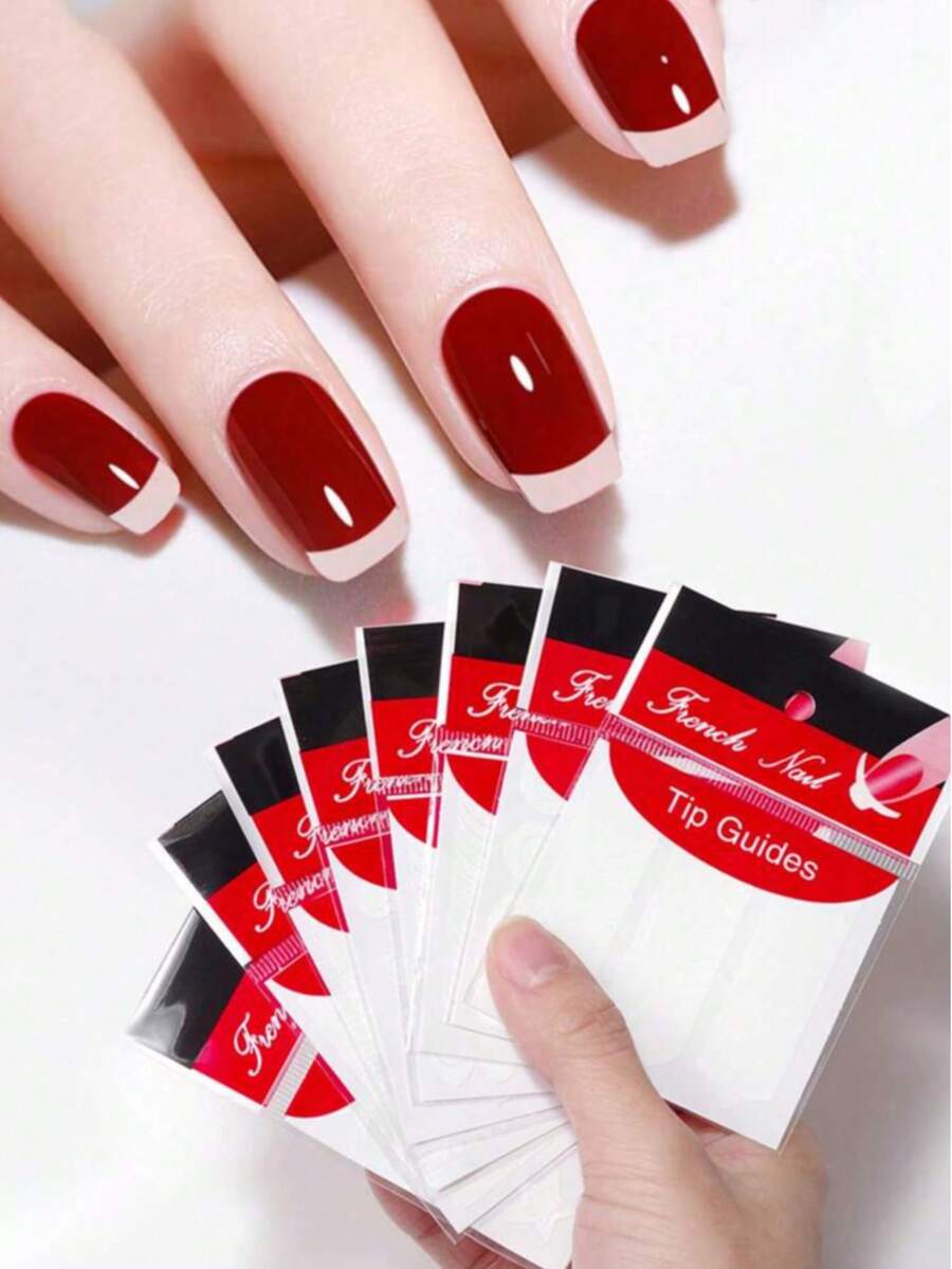 Nail Stickers, Nail Stickers, Smile Line Nail Stickers, Beginner Nail Art Tools, Nail Art Stickers, Self-Adhesive Nail Stickers, Nail Tools, White Edged Nail Stickers, Smile Stickers, Nail Art Tools, DIY Nail Decoration Tools, Moon Shape Design Nails - White - View 1