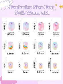 168pcs Children's Wearable Nails, EBANKU 7 Sets Children's Fake Nail Stickers: Candy Butterfly Style Wearable Nails, Suitable For Small Nails - Multicolor - View 2
