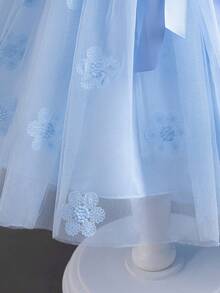 Girls' Embroidered Trailing Tulle Princess Dress, Cute Little Girl Party Dress, Suitable For Wedding, Birthday, Recital, Piano Performance, Evening Gown - Baby Blue - View 9